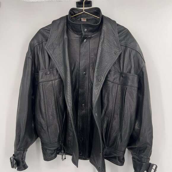 Michael Hoban North Beach Black Leather Jacket Size 38 Made in USA - Picture 1 of 14